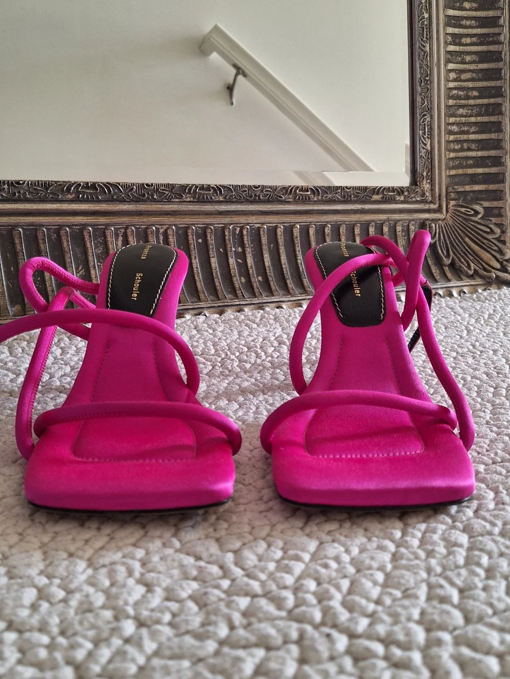 PROENZA SCHOULER Square Strappy Sandals Heels Satin Fuchsia EU 38 US 8 Org$795 - Picture 10 of 16
